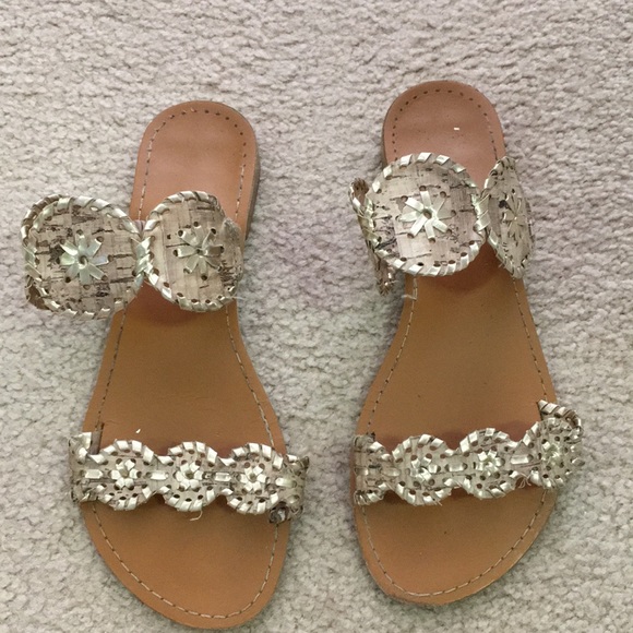Shoes - Size 6.5 gold and brown sandals!